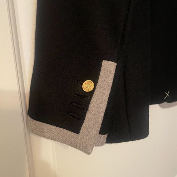 J. Crew Dark Navy Blue with Grey Trim and Gold Buttons Wool Blazer - Picture 4 of 6